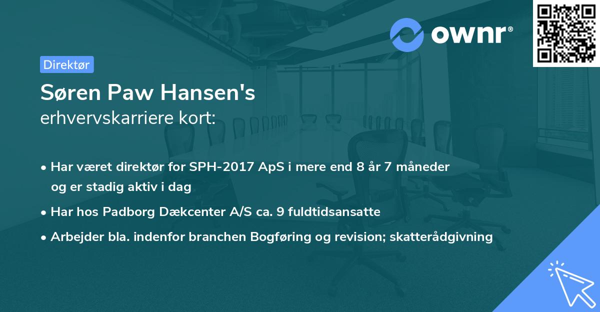 Søren Paw Hansen's erhvervskarriere kort