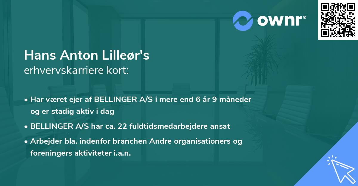 Hans Anton Lilleør's erhvervskarriere kort