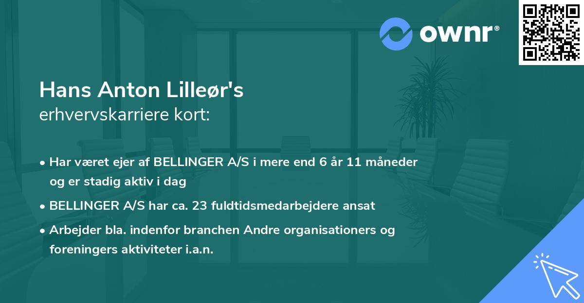 Hans Anton Lilleør's erhvervskarriere kort