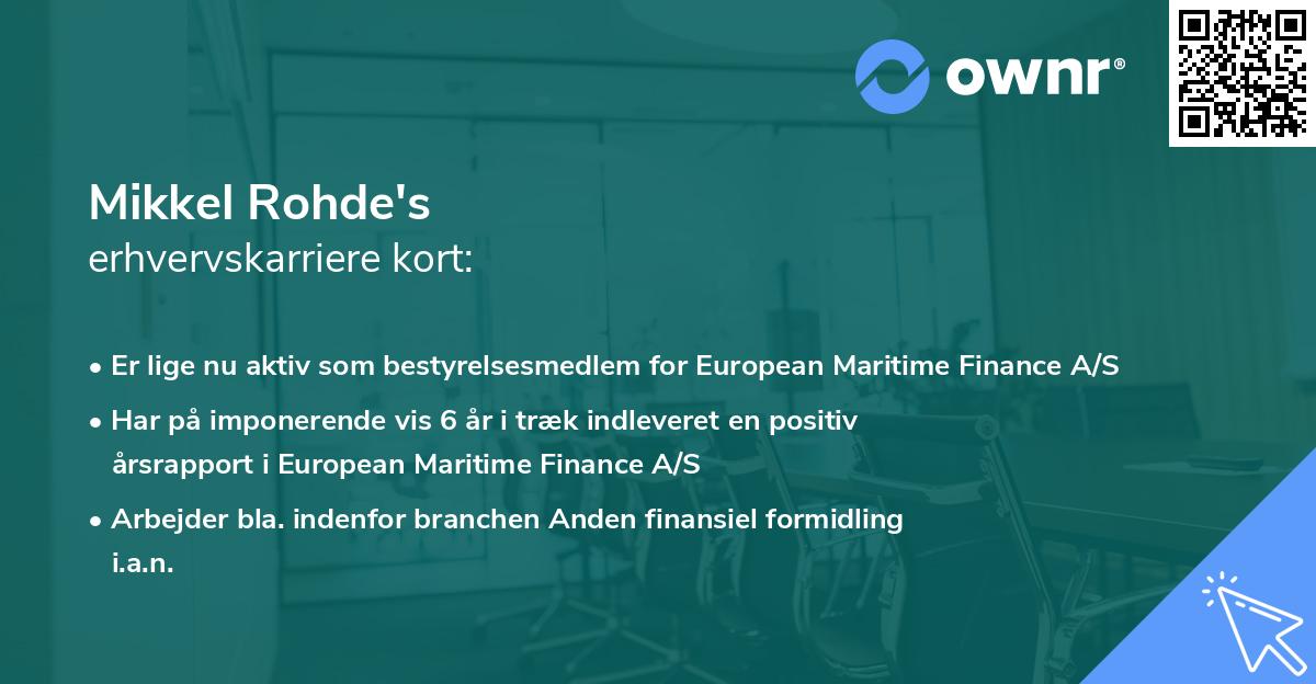 Mikkel Rohde's erhvervskarriere kort