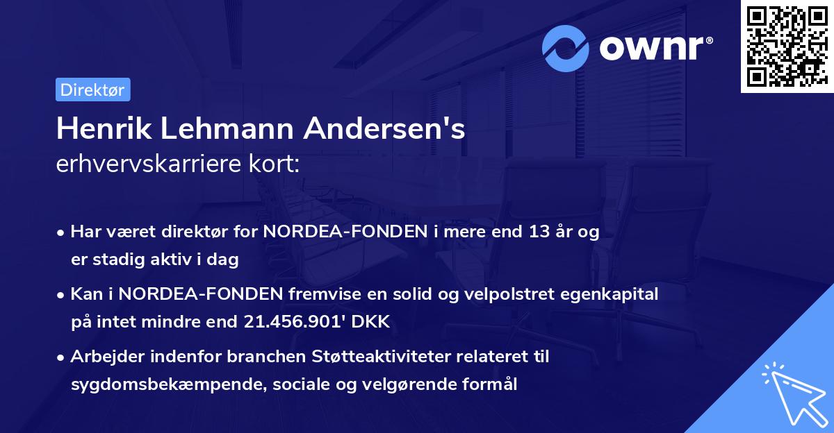 Henrik Lehmann Andersen's erhvervskarriere kort