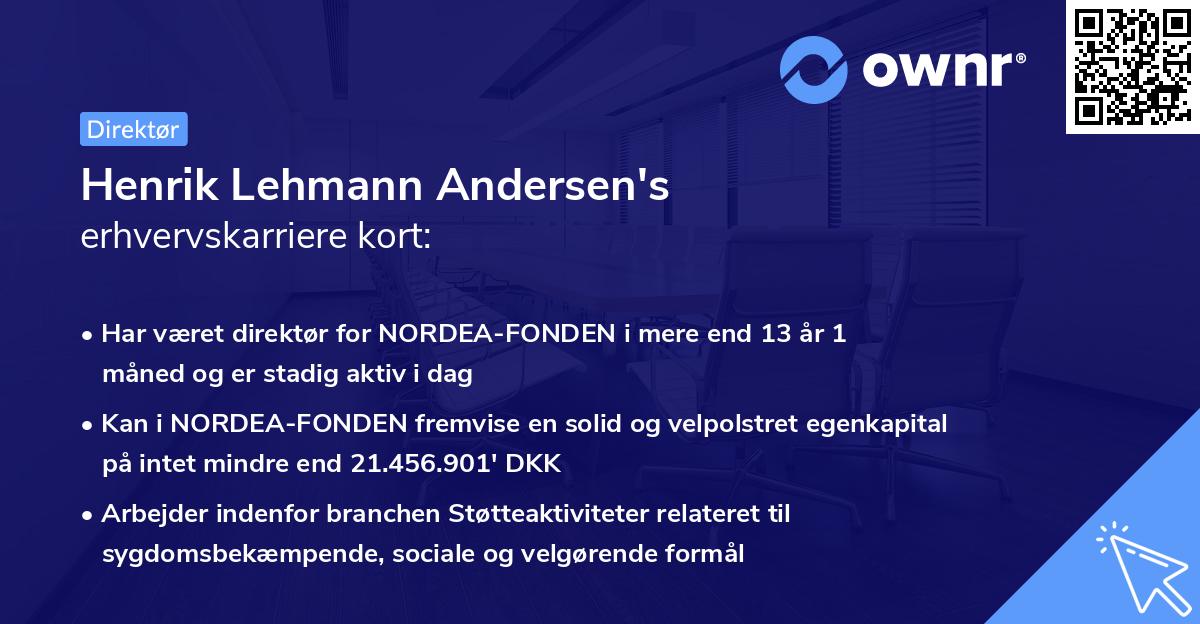 Henrik Lehmann Andersen's erhvervskarriere kort