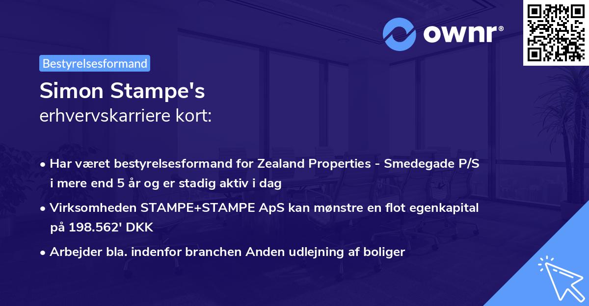 Simon Stampe's erhvervskarriere kort