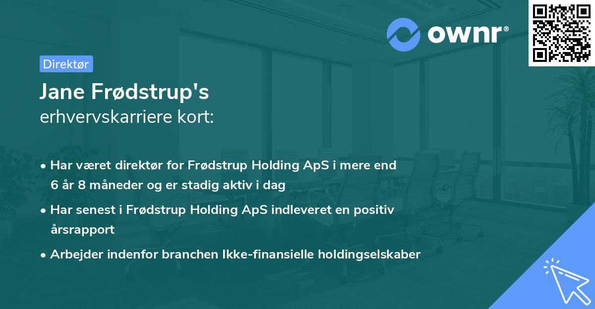 Jane Frødstrup's erhvervskarriere kort