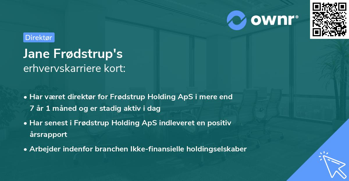 Jane Frødstrup's erhvervskarriere kort