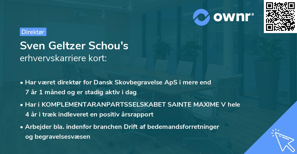 Sven Geltzer Schou's erhvervskarriere kort