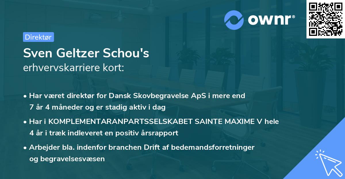 Sven Geltzer Schou's erhvervskarriere kort