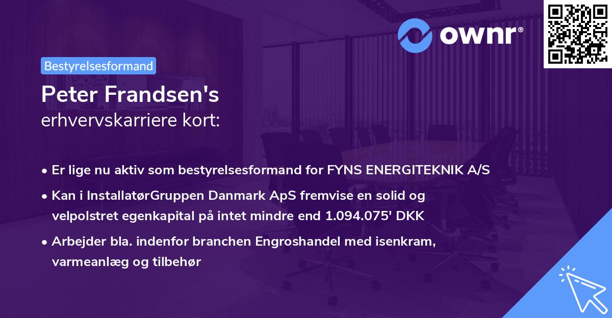 Peter Frandsen's erhvervskarriere kort