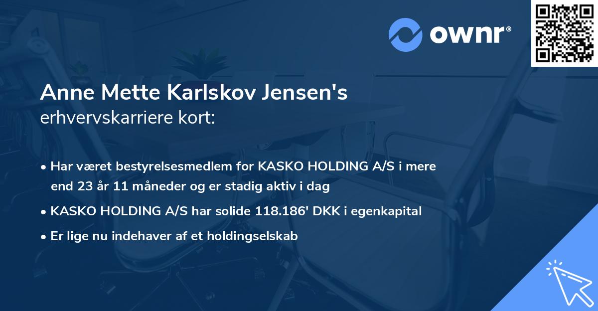 Anne Mette Karlskov Jensen's erhvervskarriere kort