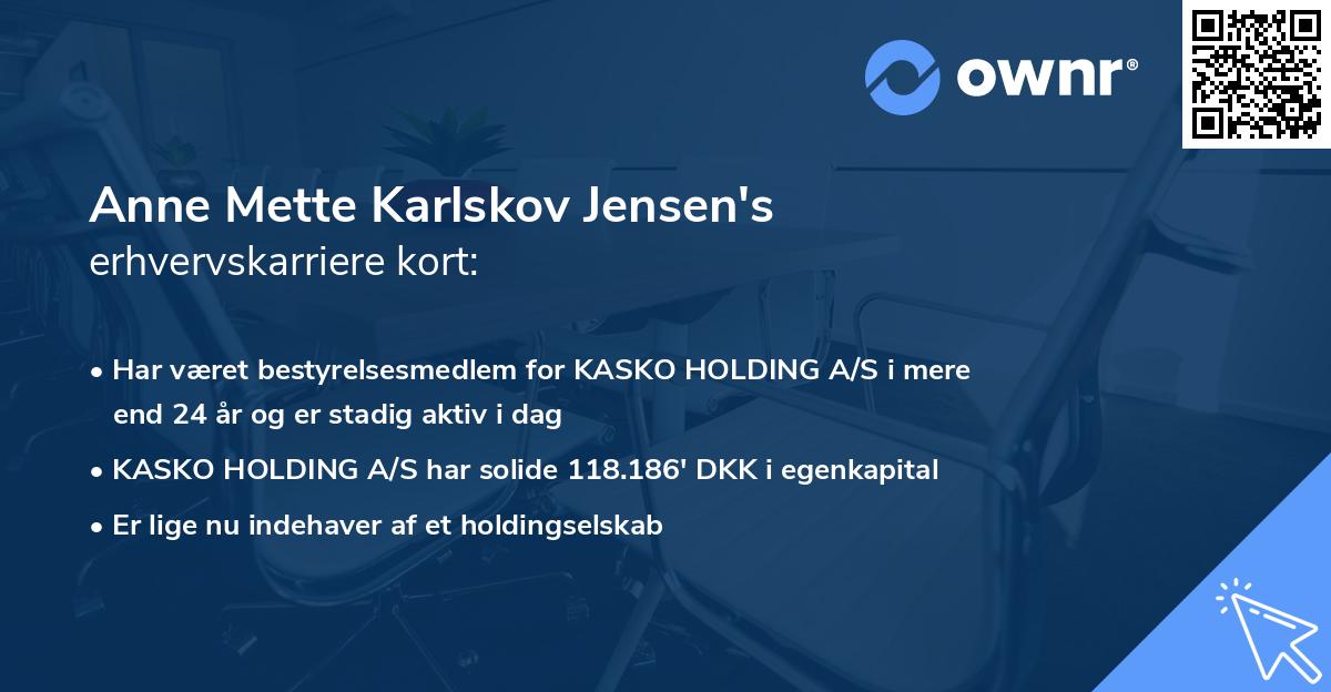 Anne Mette Karlskov Jensen's erhvervskarriere kort