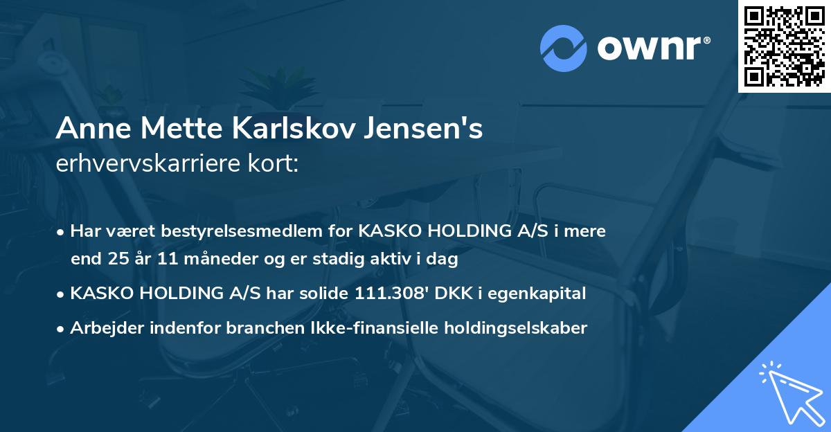 Anne Mette Karlskov Jensen's erhvervskarriere kort