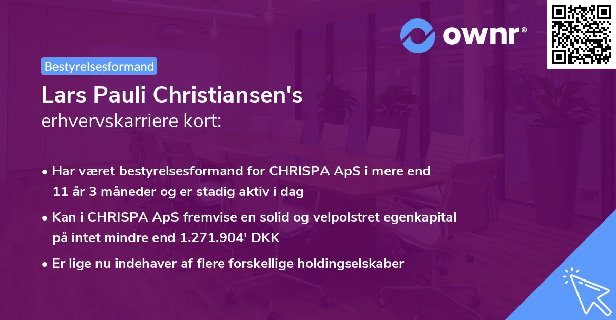 Lars Pauli Christiansen's erhvervskarriere kort