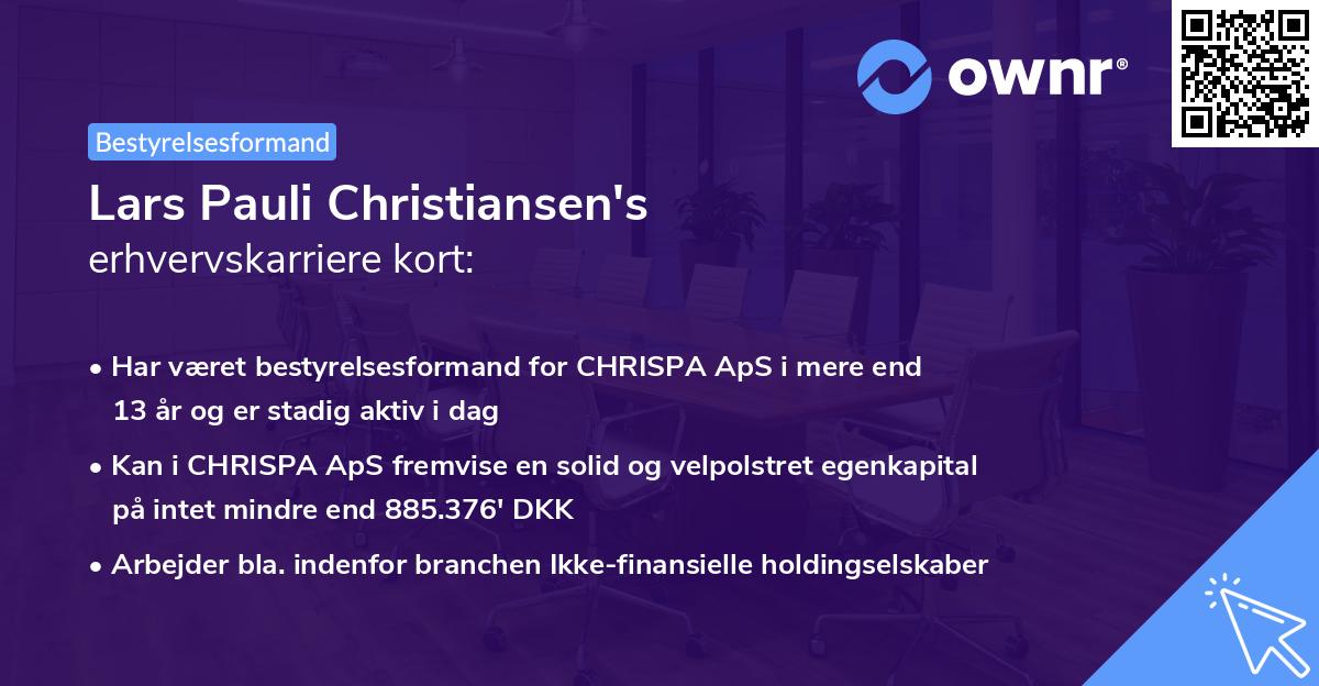Lars Pauli Christiansen's erhvervskarriere kort