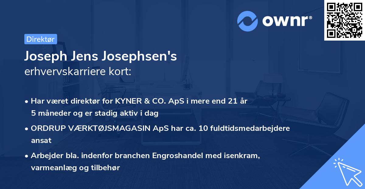 Joseph Jens Josephsen's erhvervskarriere kort