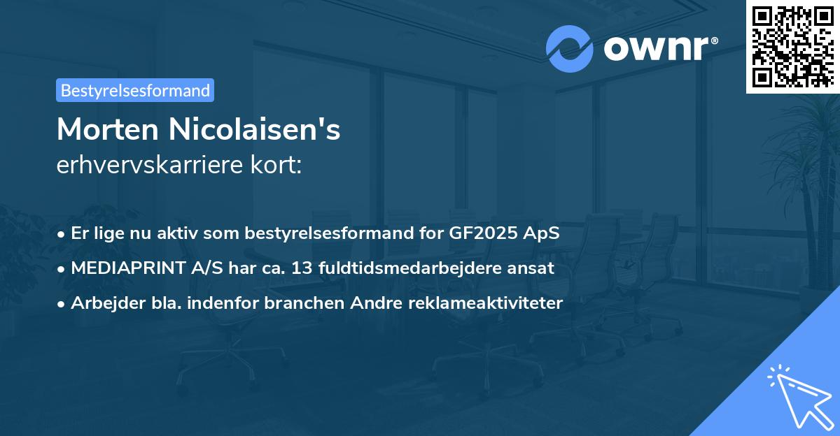 Morten Nicolaisen's erhvervskarriere kort