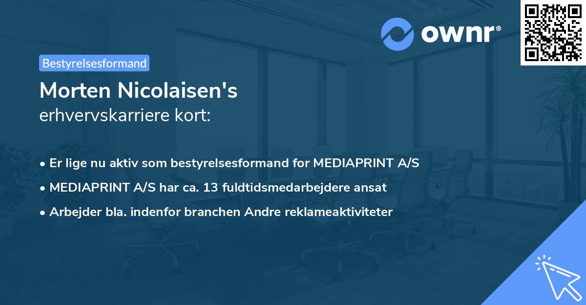 Morten Nicolaisen's erhvervskarriere kort