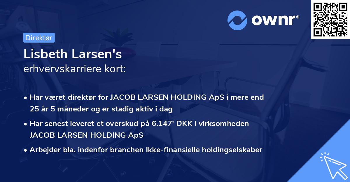Lisbeth Larsen's erhvervskarriere kort