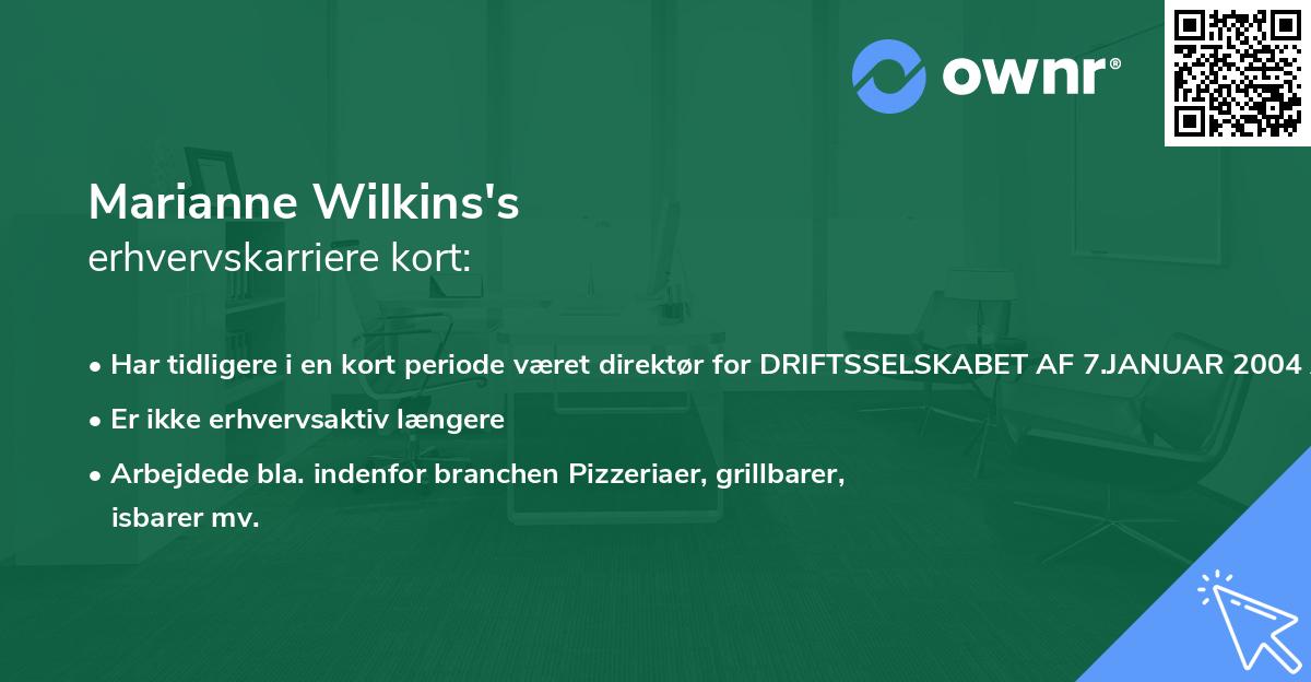 Marianne Wilkins's erhvervskarriere kort