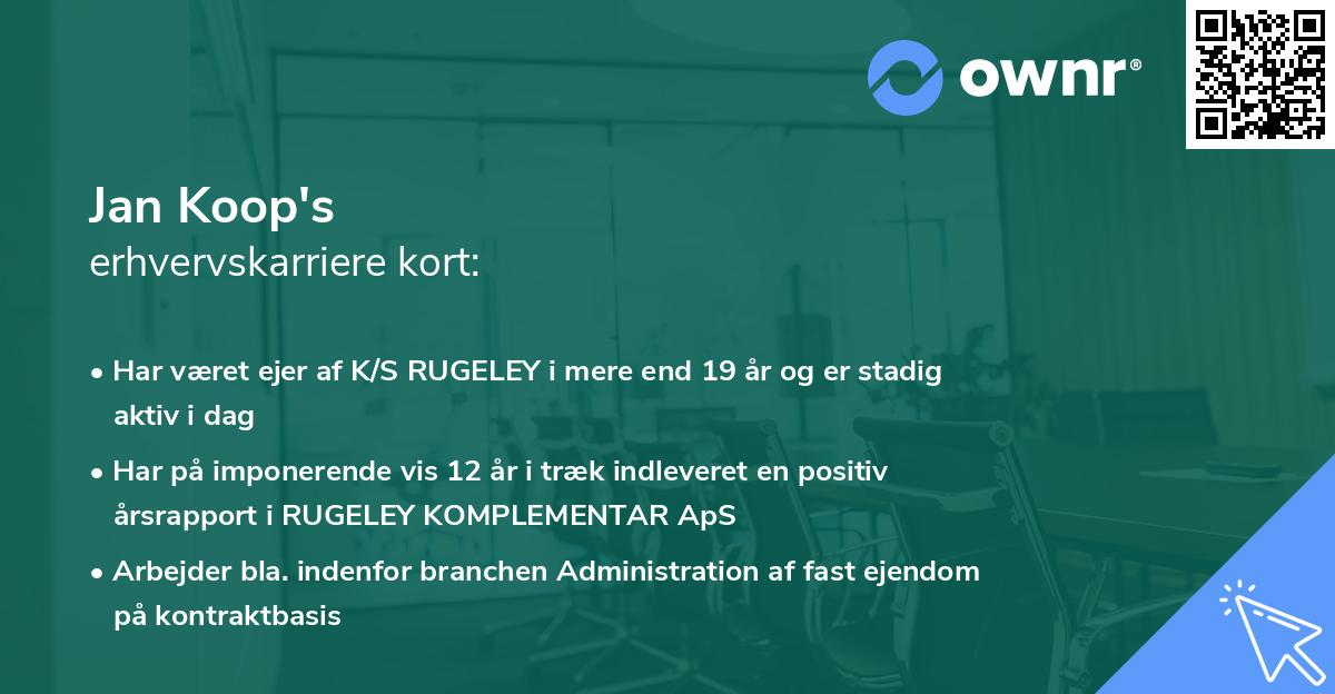 Jan Koop's erhvervskarriere kort