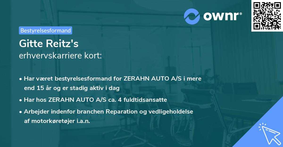 Gitte Reitz's erhvervskarriere kort