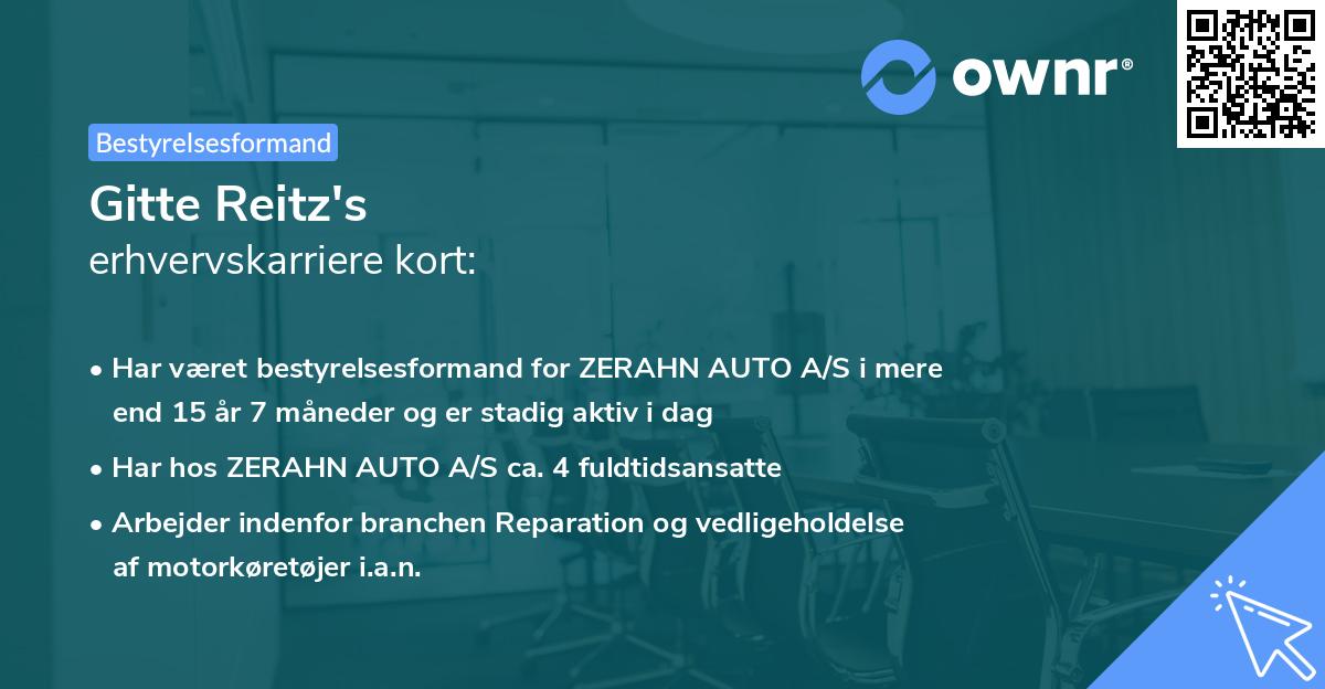 Gitte Reitz's erhvervskarriere kort
