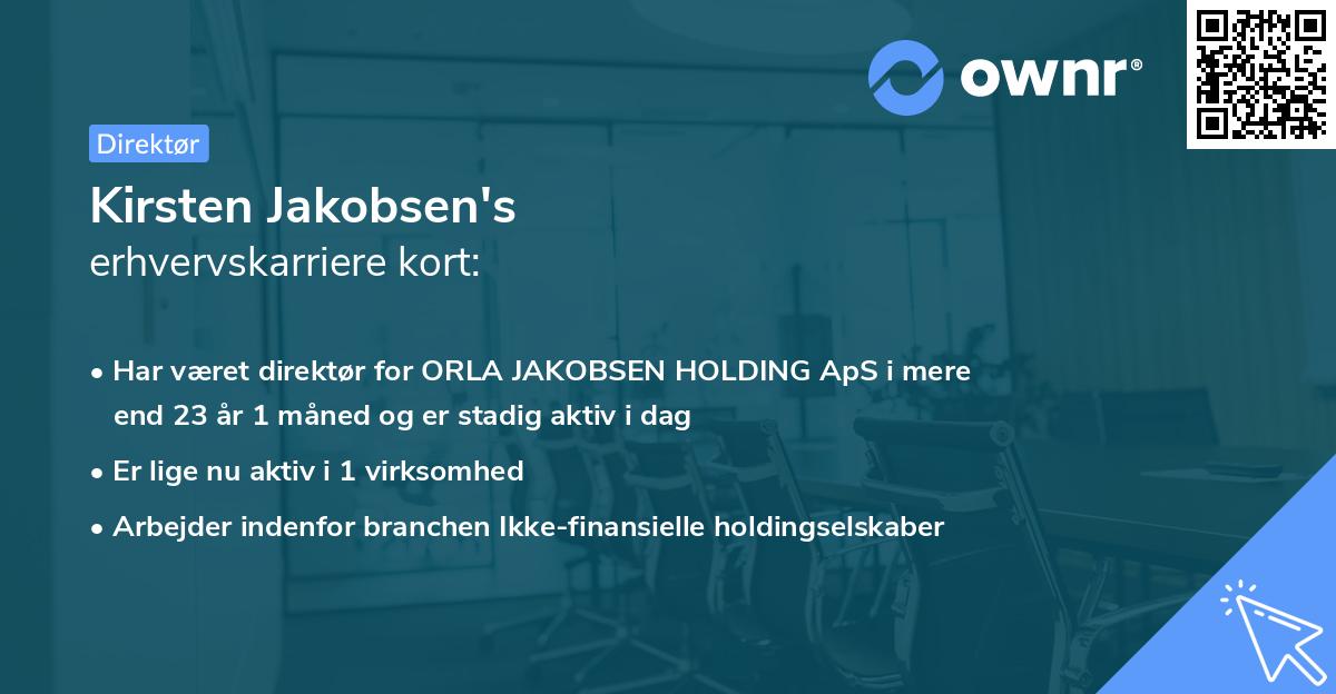 Kirsten Jakobsen's erhvervskarriere kort