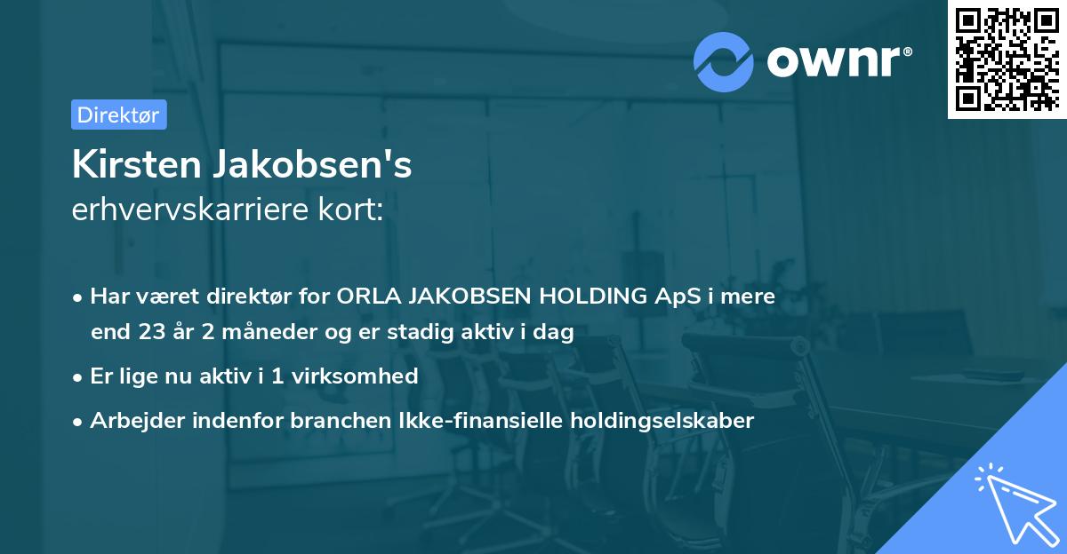 Kirsten Jakobsen's erhvervskarriere kort