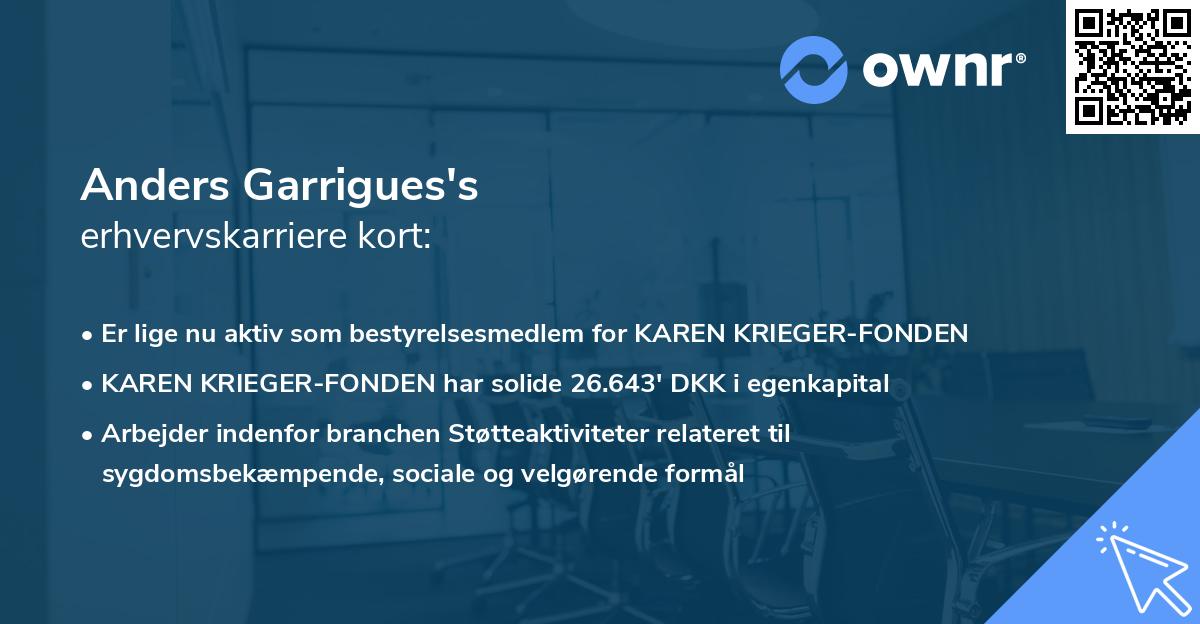 Anders Garrigues's erhvervskarriere kort