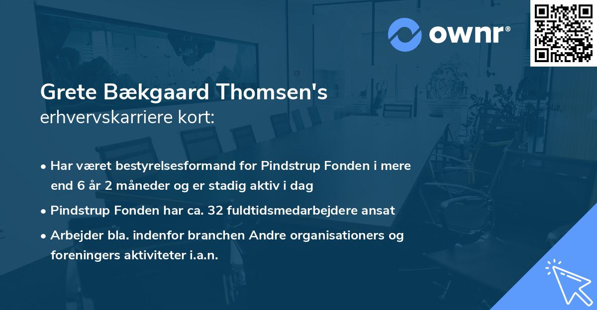 Grete Bækgaard Thomsen's erhvervskarriere kort