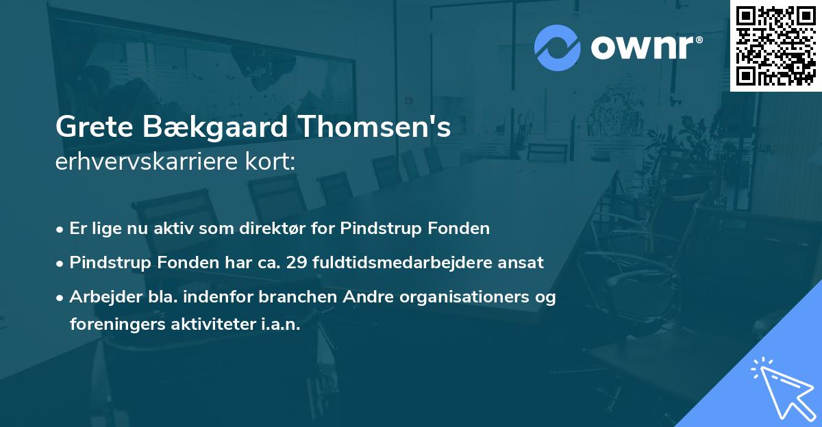 Grete Bækgaard Thomsen's erhvervskarriere kort