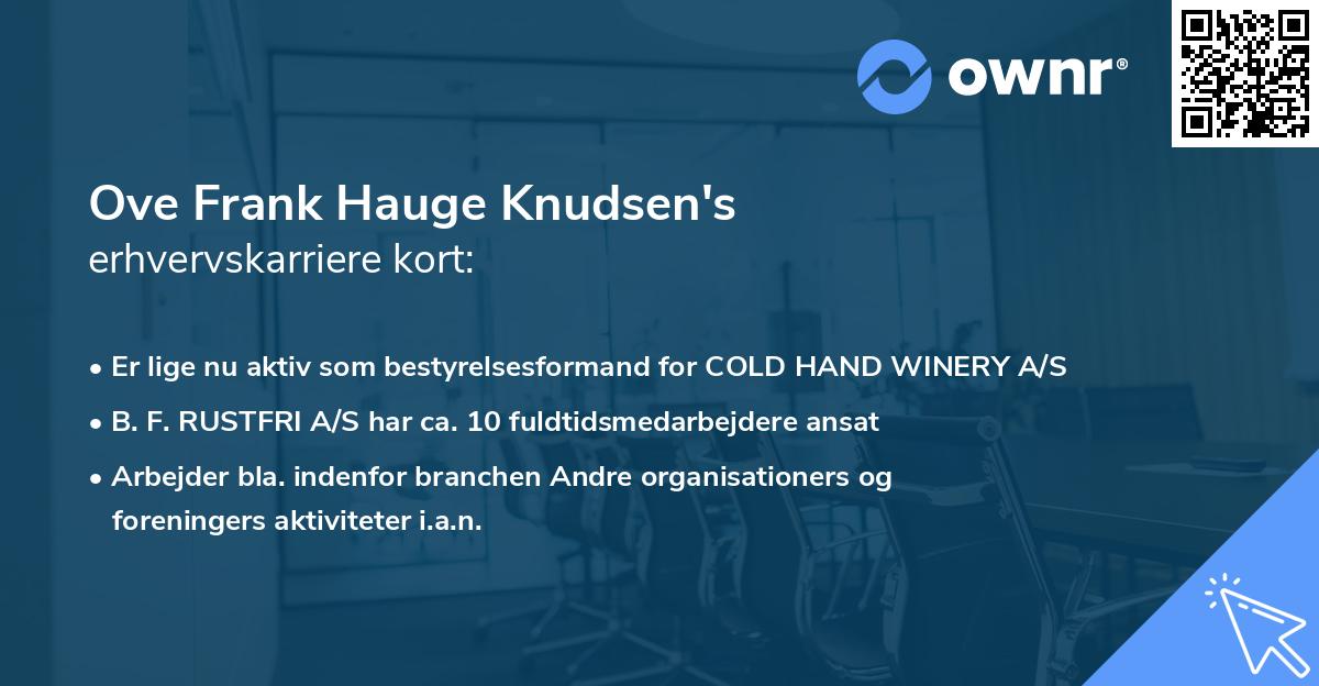 Ove Frank Hauge Knudsen's erhvervskarriere kort