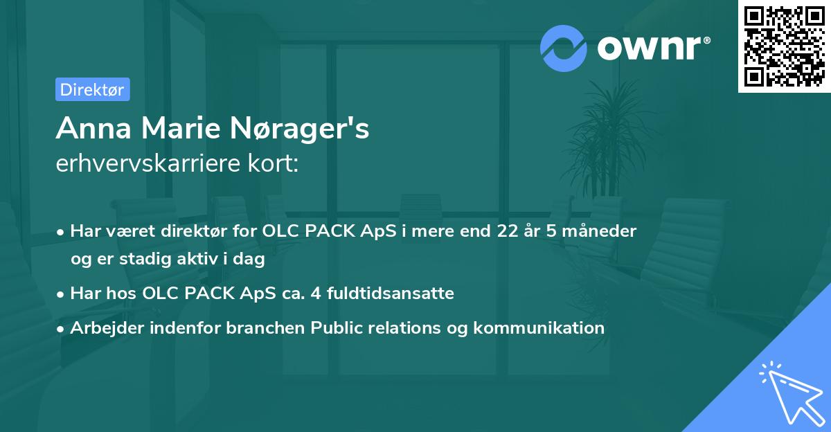 Anna Marie Nørager's erhvervskarriere kort