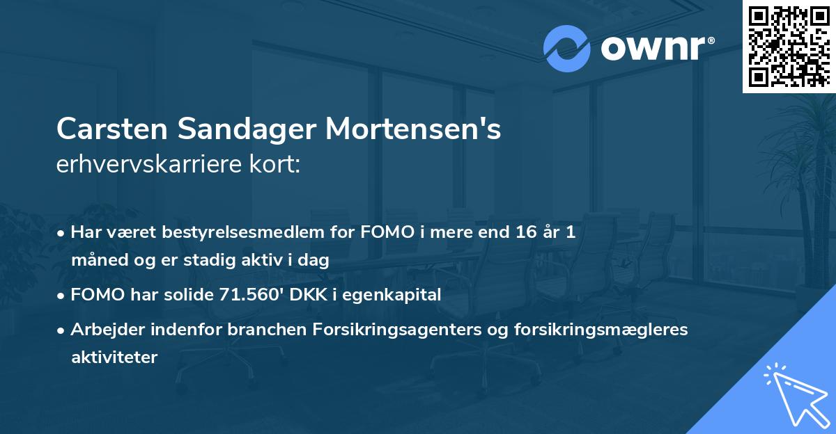 Carsten Sandager Mortensen's erhvervskarriere kort