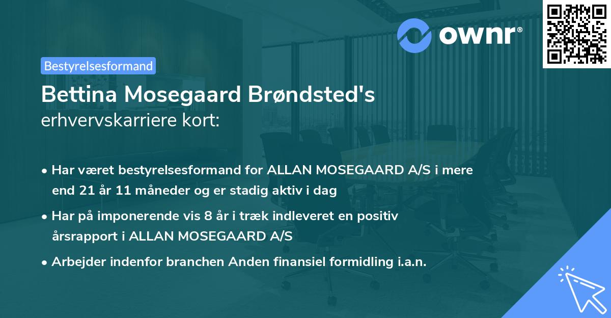 Bettina Mosegaard Brøndsted's erhvervskarriere kort
