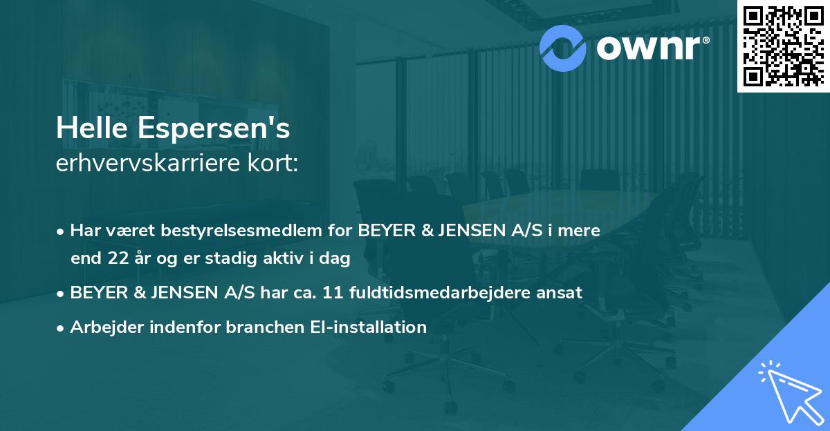 Helle Espersen's erhvervskarriere kort