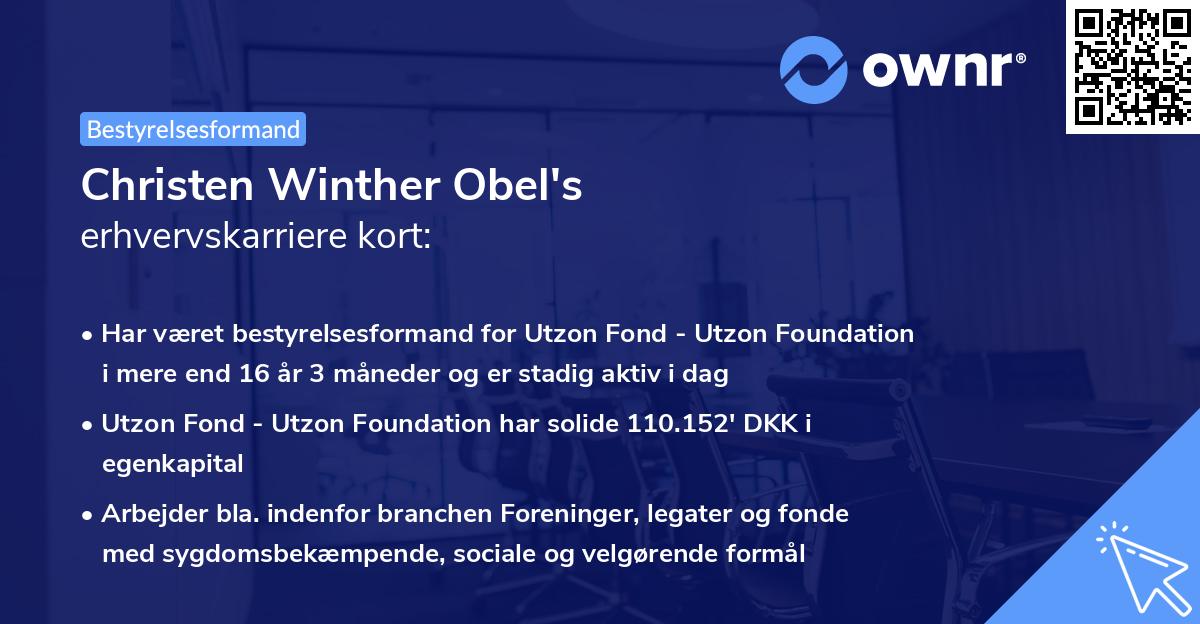 Christen Winther Obel's erhvervskarriere kort