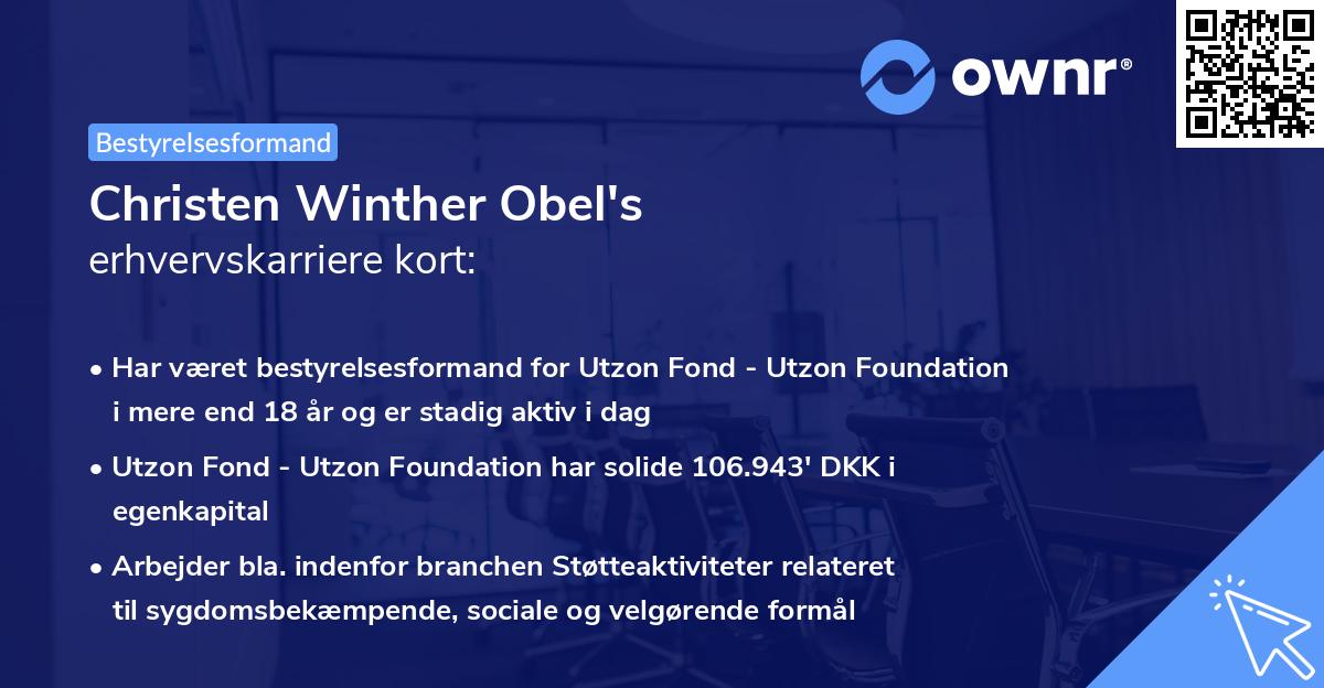 Christen Winther Obel's erhvervskarriere kort