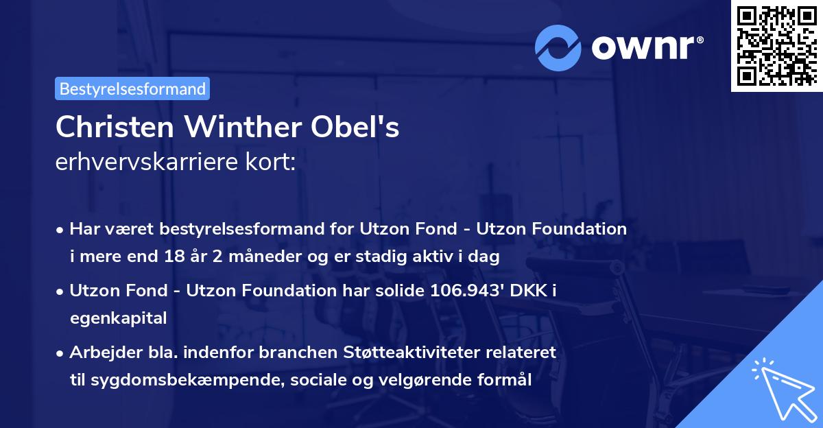 Christen Winther Obel's erhvervskarriere kort