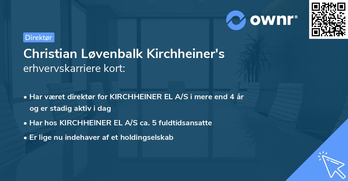 Christian Løvenbalk Kirchheiner's erhvervskarriere kort