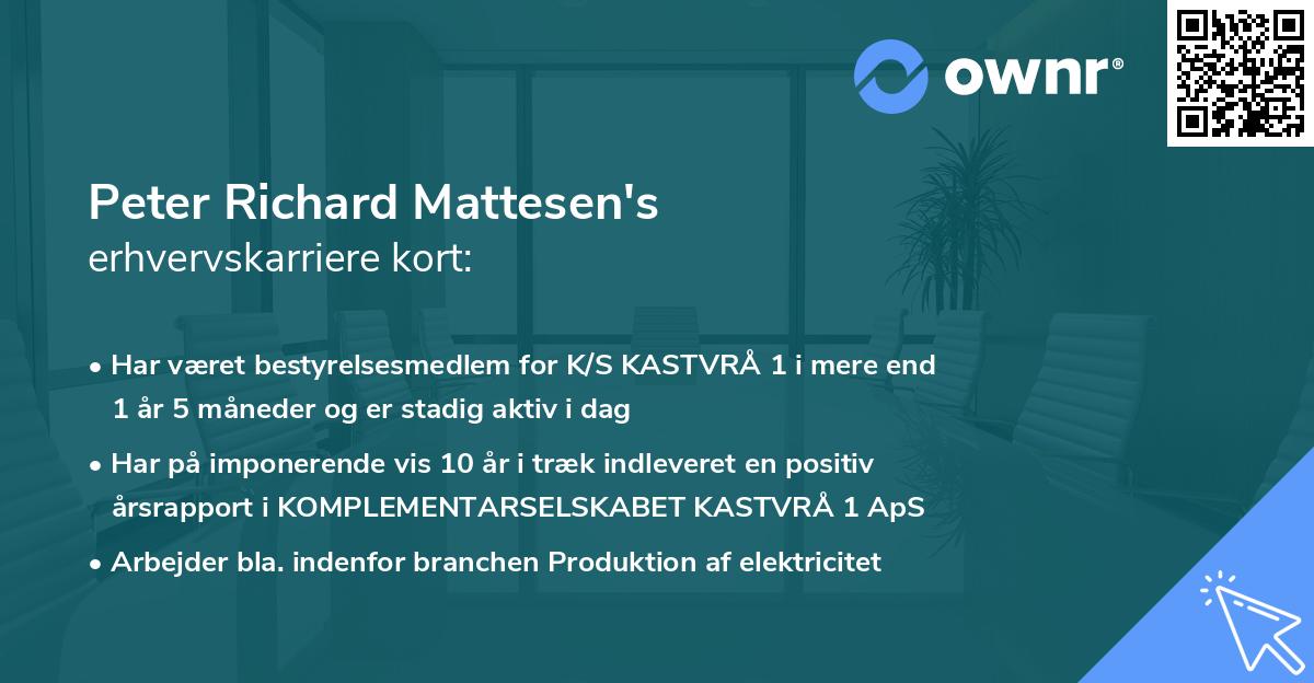 Peter Richard Mattesen's erhvervskarriere kort