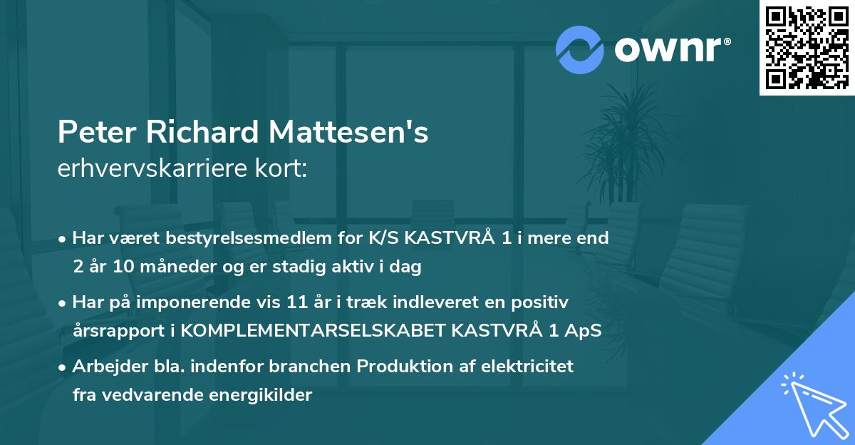 Peter Richard Mattesen's erhvervskarriere kort