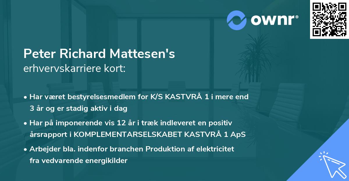 Peter Richard Mattesen's erhvervskarriere kort