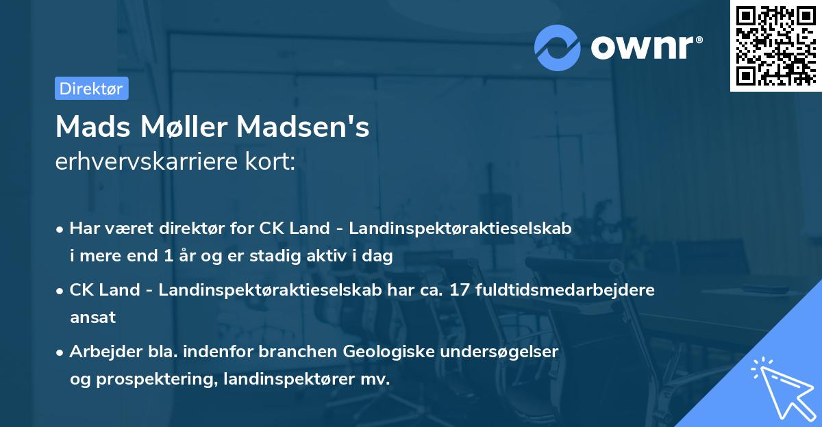Mads Møller Madsen's erhvervskarriere kort