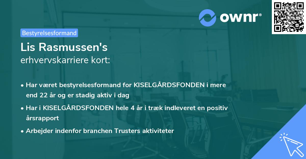 Lis Rasmussen's erhvervskarriere kort