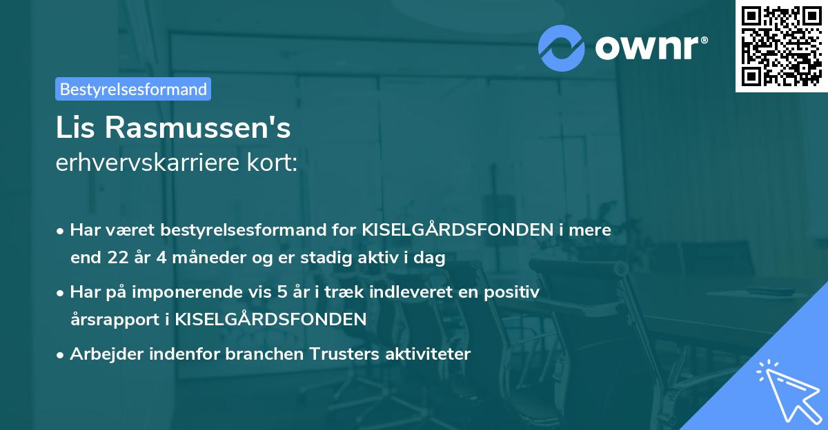 Lis Rasmussen's erhvervskarriere kort