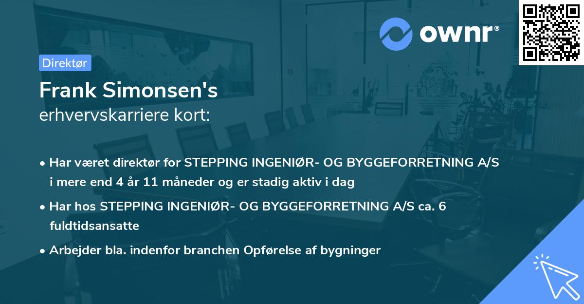 Frank Simonsen's erhvervskarriere kort
