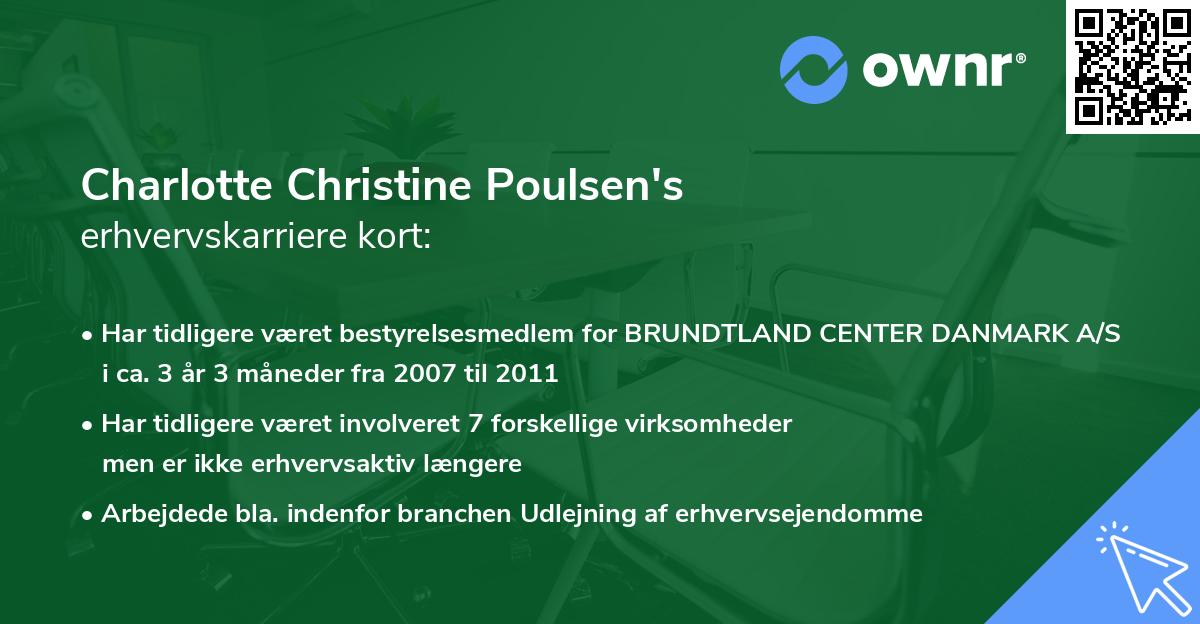 Charlotte Christine Poulsen's erhvervskarriere kort