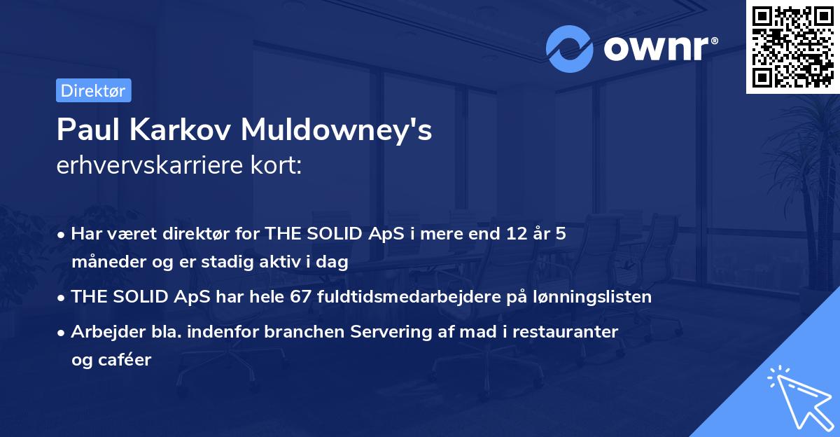 Paul Karkov Muldowney's erhvervskarriere kort