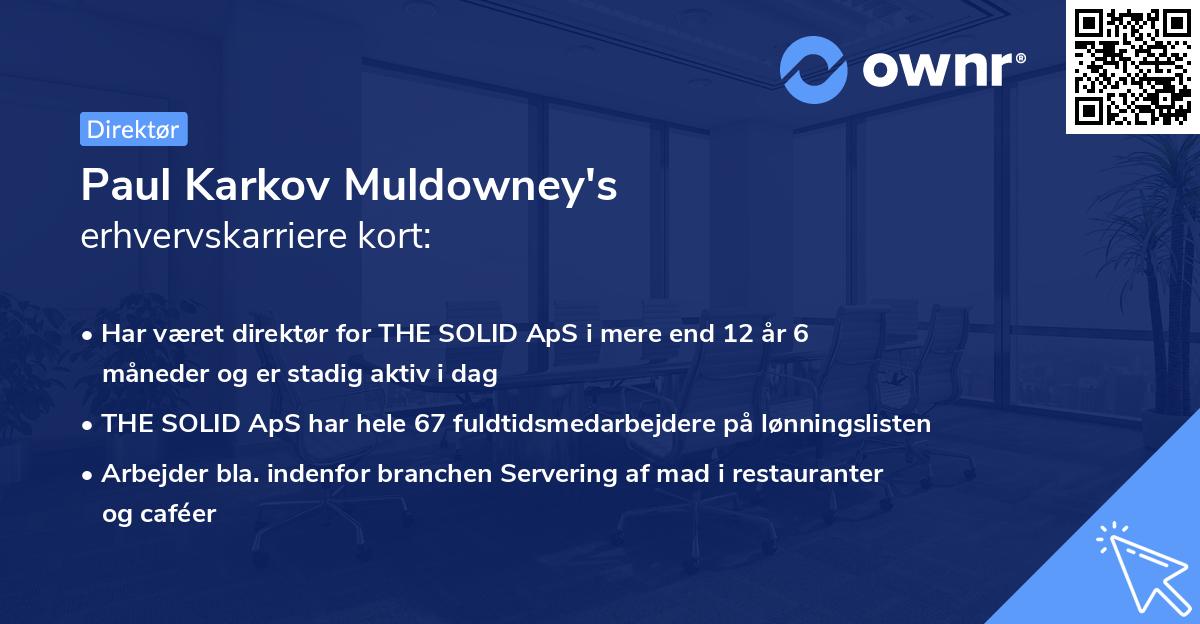 Paul Karkov Muldowney's erhvervskarriere kort