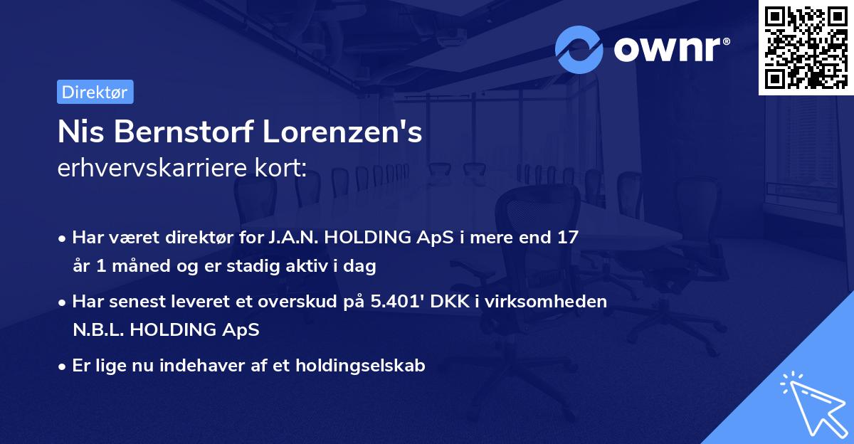 Nis Bernstorf Lorenzen's erhvervskarriere kort